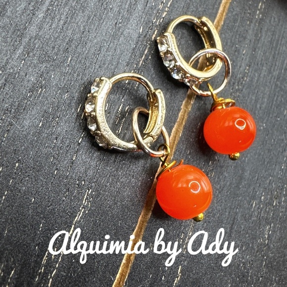 Alquimia Gold and Orange Earrings jade - Picture 1 of 1